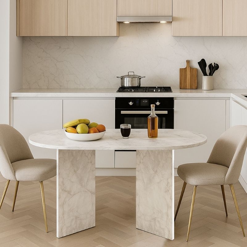 Τραπέζι Cortado Megapap χρώμα λευκό εφέ μαρμάρου 138x80x75εκ. - Hippiehome.gr