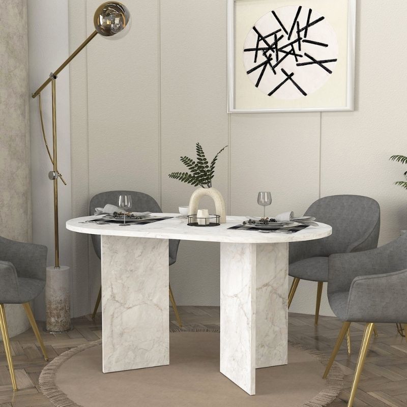 Τραπέζι Cortado Megapap χρώμα λευκό εφέ μαρμάρου 138x80x75εκ. - Hippiehome.gr