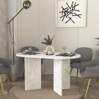 Τραπέζι Cortado Megapap χρώμα λευκό εφέ μαρμάρου 138x80x75εκ. - Hippiehome.gr