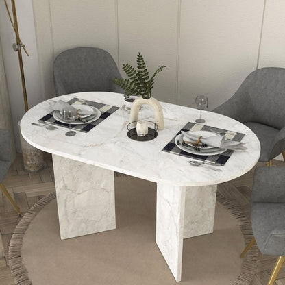 Τραπέζι Cortado Megapap χρώμα λευκό εφέ μαρμάρου 138x80x75εκ. - Hippiehome.gr