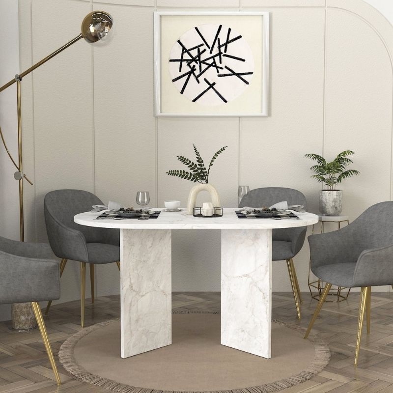 Τραπέζι Cortado Megapap χρώμα λευκό εφέ μαρμάρου 138x80x75εκ. - Hippiehome.gr