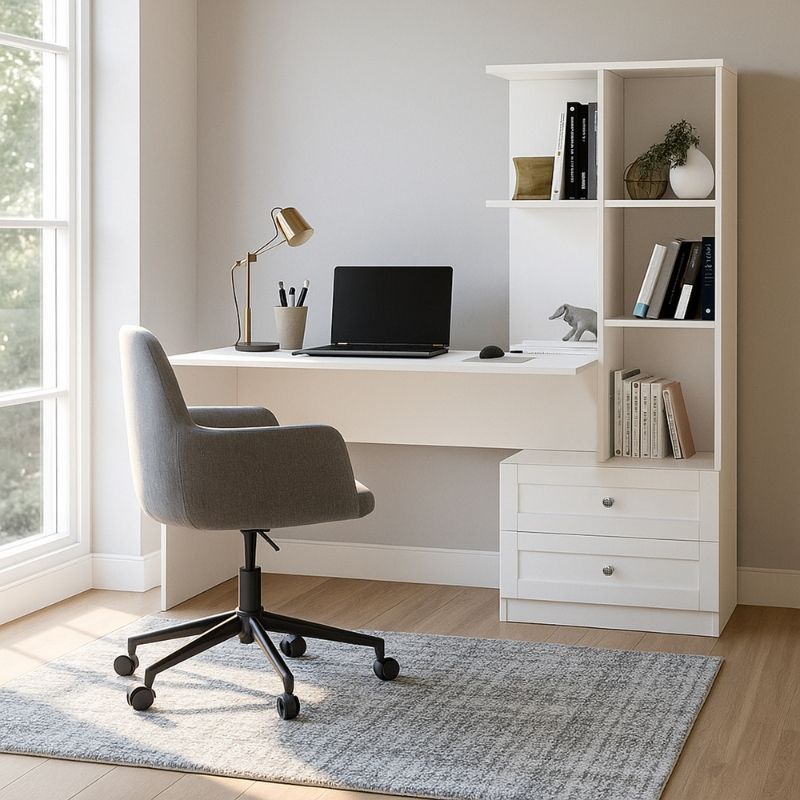 Γραφείο εργασίας Mantra Megapap χρώμα λευκό 150x60x152εκ. - Hippiehome.gr