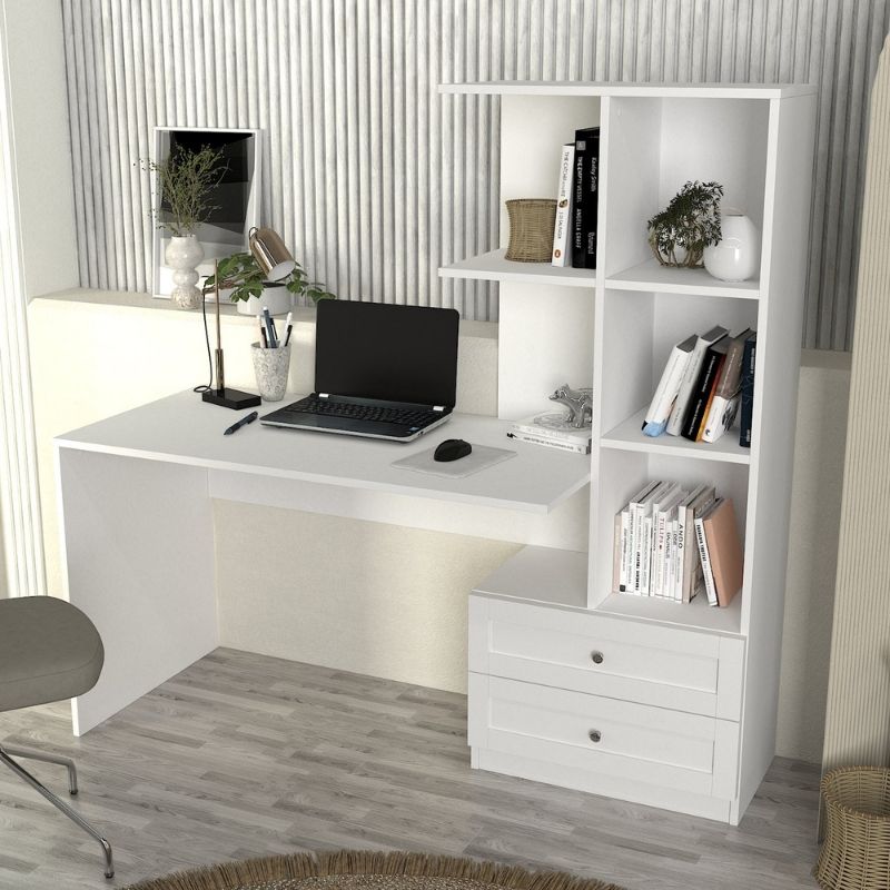 Γραφείο εργασίας Mantra Megapap χρώμα λευκό 150x60x152εκ. - Hippiehome.gr