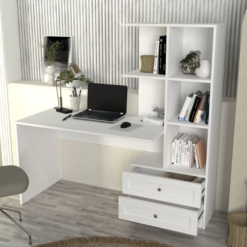 Γραφείο εργασίας Mantra Megapap χρώμα λευκό 150x60x152εκ. - Hippiehome.gr