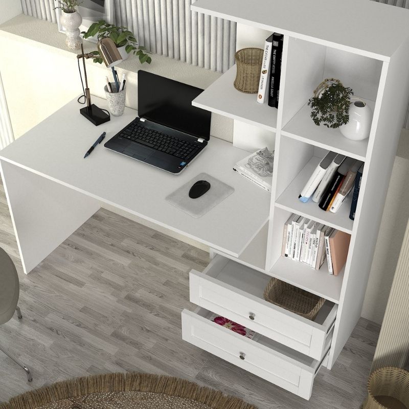 Γραφείο εργασίας Mantra Megapap χρώμα λευκό 150x60x152εκ. - Hippiehome.gr