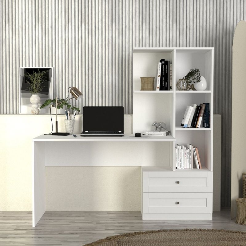 Γραφείο εργασίας Mantra Megapap χρώμα λευκό 150x60x152εκ. - Hippiehome.gr