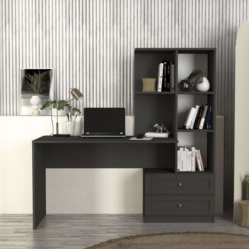Γραφείο εργασίας Mantra Megapap χρώμα ανθρακί 150x60x152εκ. - Hippiehome.gr