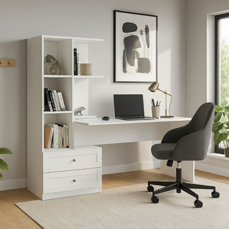 Γραφείο εργασίας Mantra Megapap χρώμα λευκό 150x60x152εκ. - Hippiehome.gr