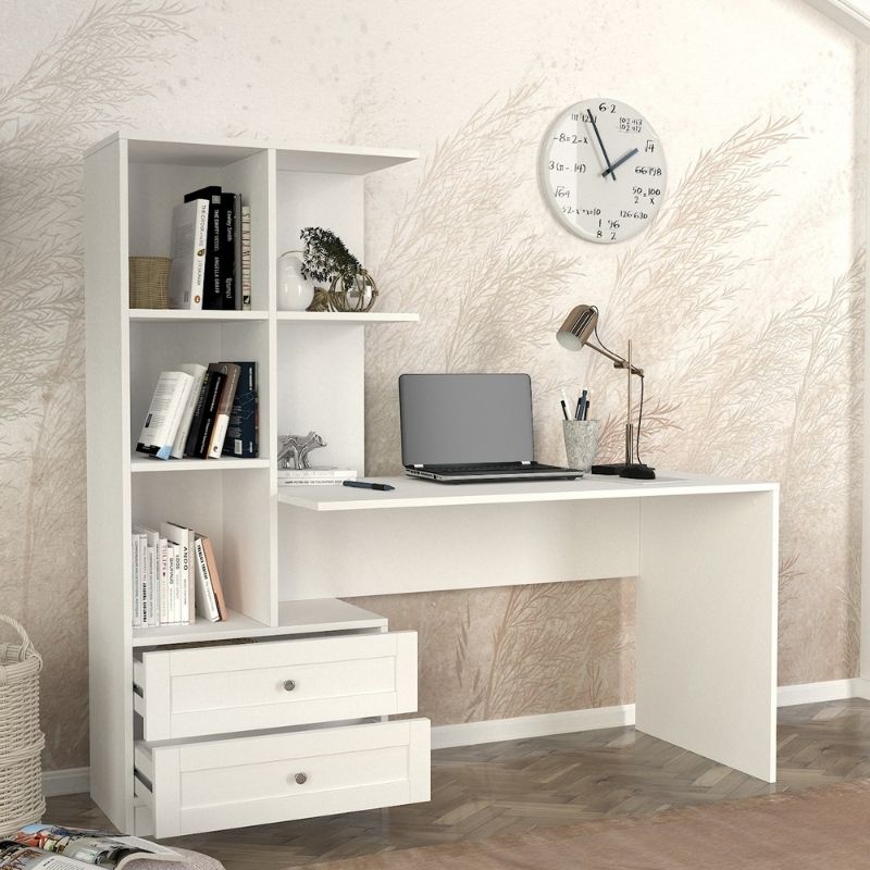 Γραφείο εργασίας Mantra Megapap χρώμα λευκό 150x60x152εκ. - Hippiehome.gr
