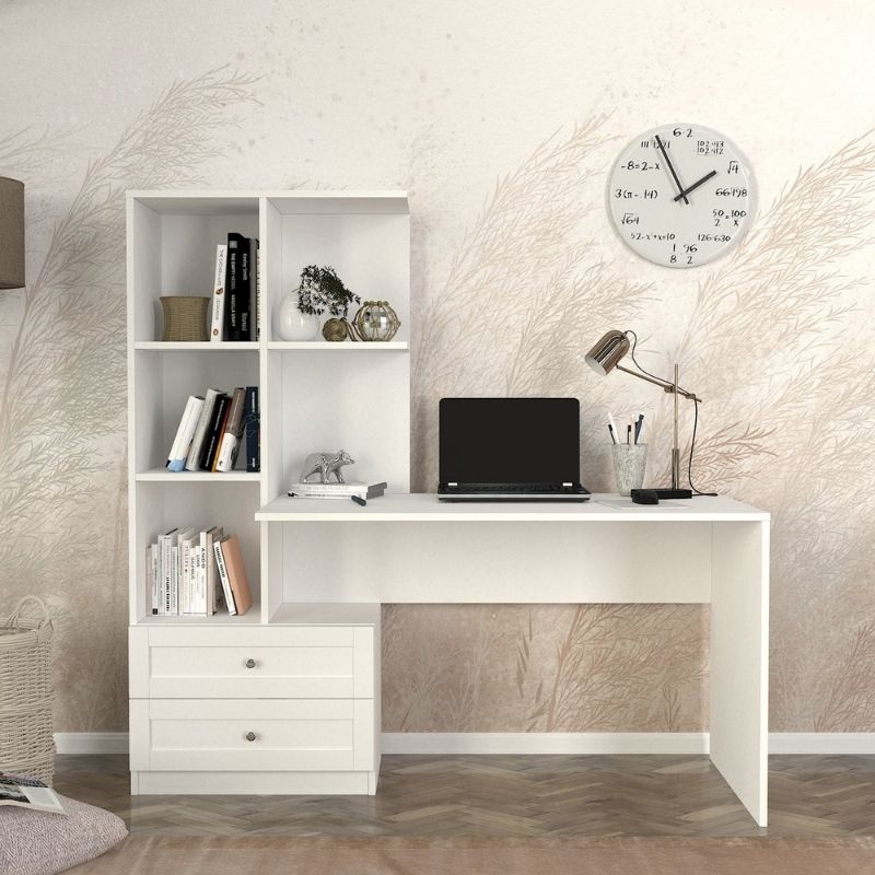 Γραφείο εργασίας Mantra Megapap χρώμα λευκό 150x60x152εκ. - Hippiehome.gr