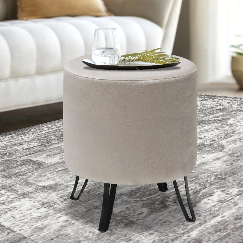 Stool Carmen Megapap velvet cream color 40x40x40cm.