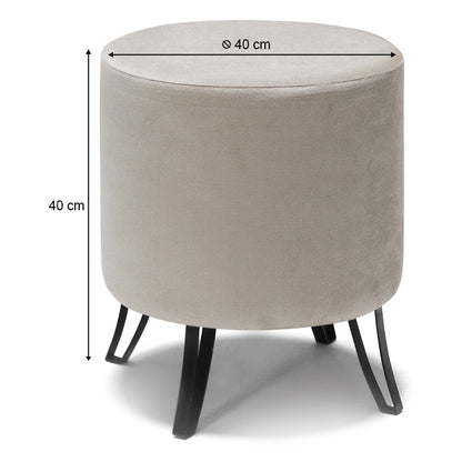 Stool Carmen Megapap velvet cream color 40x40x40cm.