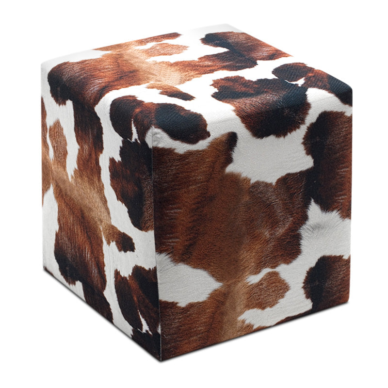 Stool Milky Megapap fabric color brown - white 40x40x40cm.