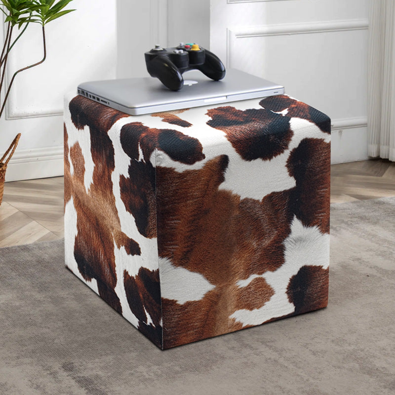 Stool Milky Megapap fabric color brown - white 40x40x40cm.