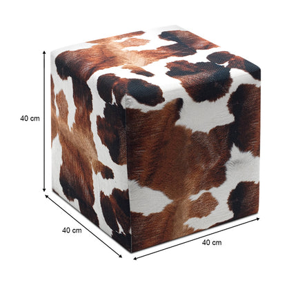 Stool Milky Megapap fabric color brown - white 40x40x40cm.