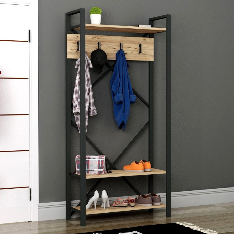 Entrance furniture Alfa Megapap color atlantic pine - black 90x35x180cm.