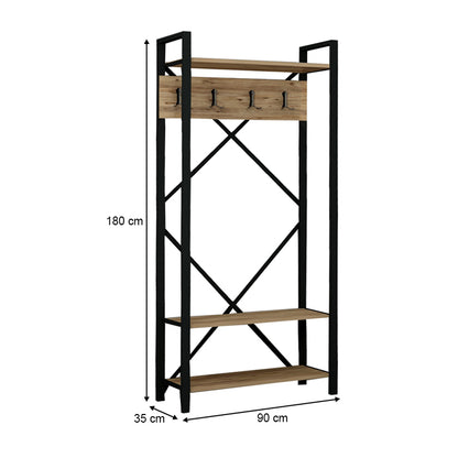 Entrance furniture Alfa Megapap color atlantic pine - black 90x35x180cm.