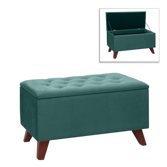 Σκαμπώ - Ταμπουρέ Lotus Megapap βελούδινο χρώμα κυπαρισσί 90x40x50εκ. - Hippiehome.gr