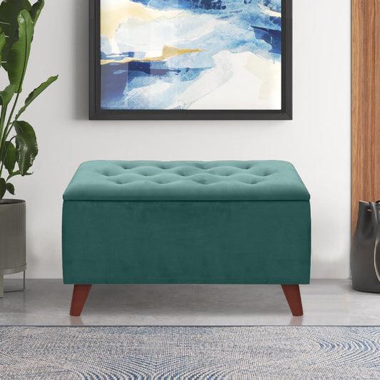 Σκαμπώ - Ταμπουρέ Lotus Megapap βελούδινο χρώμα κυπαρισσί 90x40x50εκ. - Hippiehome.gr