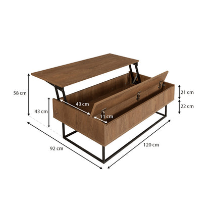 Τραπεζάκι σαλονιού Amedeo Megapap με σερβιτόρο χρώμα καρυδί 120x60x43εκ. - Hippiehome.gr