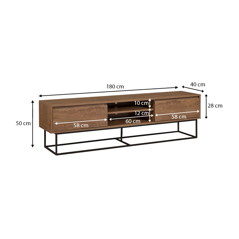 Έπιπλο τηλεόρασης Amedeo Megapap χρώμα καρυδί 180x40x50εκ. - Hippiehome.gr