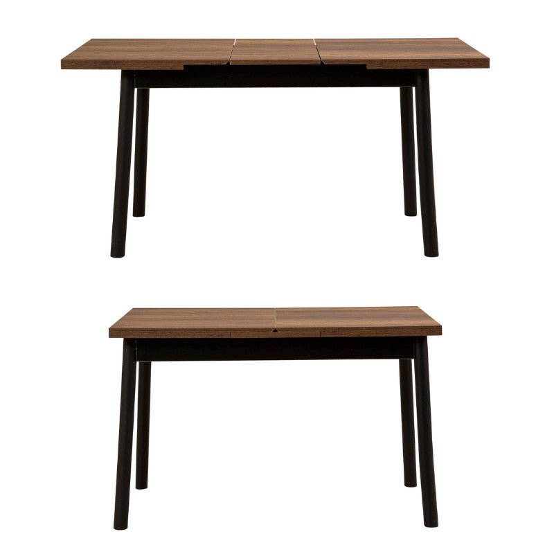 Τραπέζι Jemmy Megapap επεκτεινόμενο χρώμα καρυδί - μαύρο 120/153x75x77εκ. - Hippiehome.gr