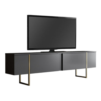 Έπιπλο τηλεόρασης Luxe Megapap χρώμα ανθρακί - χρυσό 180x30x50εκ. - Hippiehome.gr