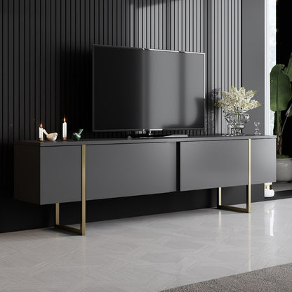 Έπιπλο τηλεόρασης Luxe Megapap χρώμα ανθρακί - χρυσό 180x30x50εκ. - Hippiehome.gr