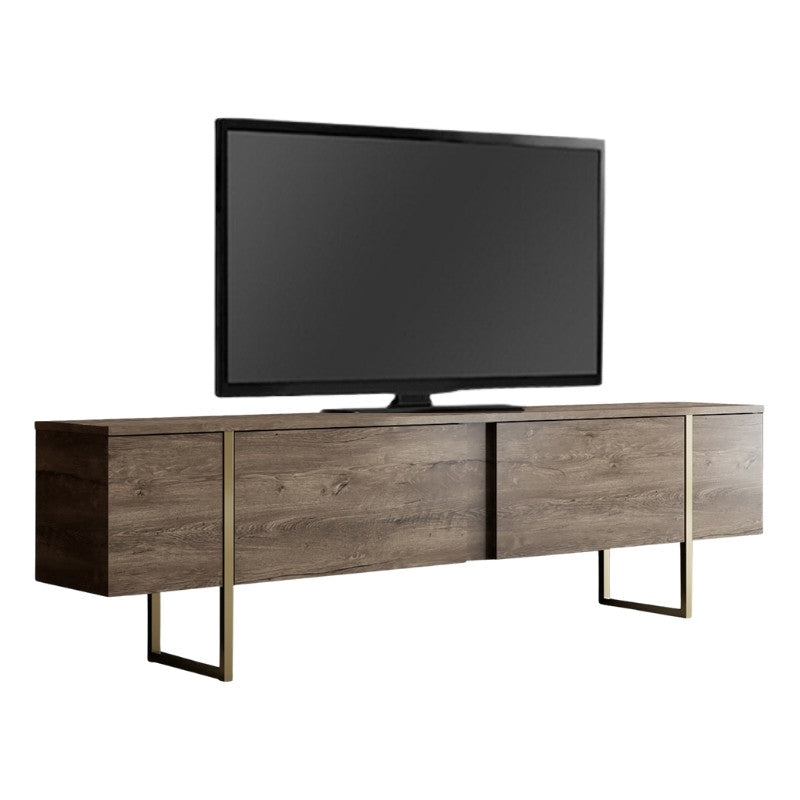 Έπιπλο τηλεόρασης Luxe Megapap χρώμα καρυδί - χρυσό 180x30x50εκ. - Hippiehome.gr