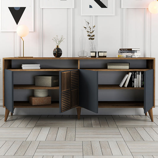 Μπουφές Milan Megapap χρώμα καρυδί - ανθρακί 180x35x78,6εκ. - Hippiehome.gr