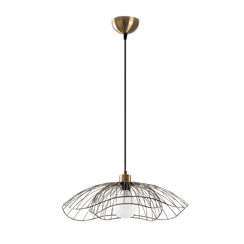 Φωτιστικό οροφής Farac Megapap E27 μεταλλικό μονόφωτο χρώμα χρυσό vintage Ø50x31/111εκ. - Hippiehome.gr