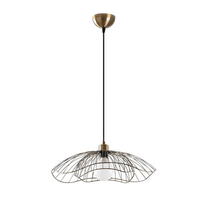 Φωτιστικό οροφής Farac Megapap E27 μεταλλικό μονόφωτο χρώμα χρυσό vintage Ø50x31/111εκ. - Hippiehome.gr