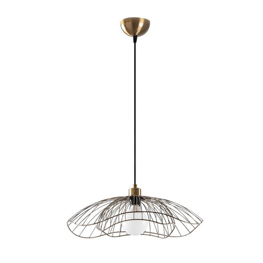 Φωτιστικό οροφής Farac Megapap E27 μεταλλικό μονόφωτο χρώμα χρυσό vintage Ø50x31/111εκ. - Hippiehome.gr