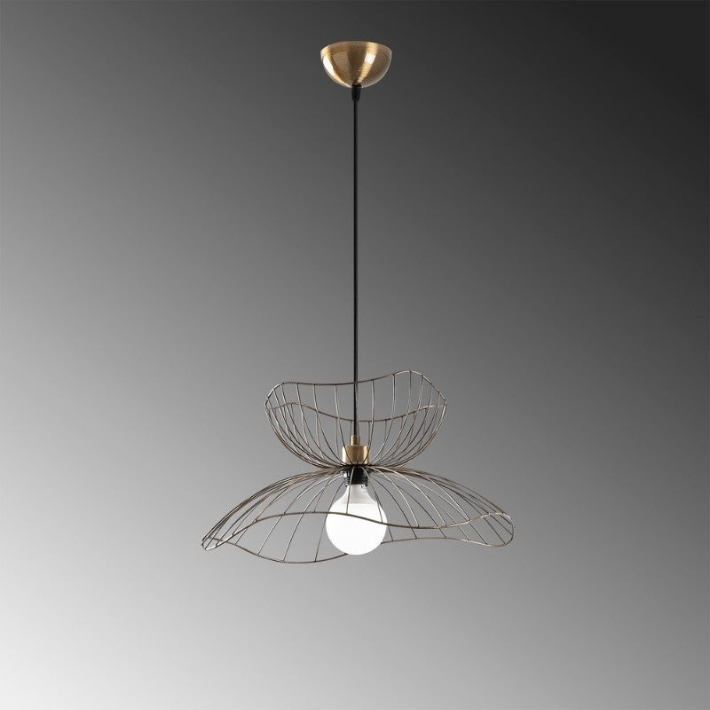 Φωτιστικό οροφής Farac Megapap E27 μεταλλικό μονόφωτο χρώμα χρυσό vintage Ø50x31/111εκ. - Hippiehome.gr