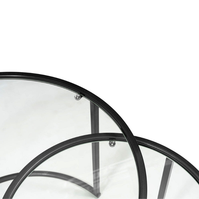 Τραπεζάκι σαλονιού σετ 2 τμχ Vetro Megapap μέταλλο - γυαλί χρώμα μαύρο Ø60x43εκ. - Hippiehome.gr