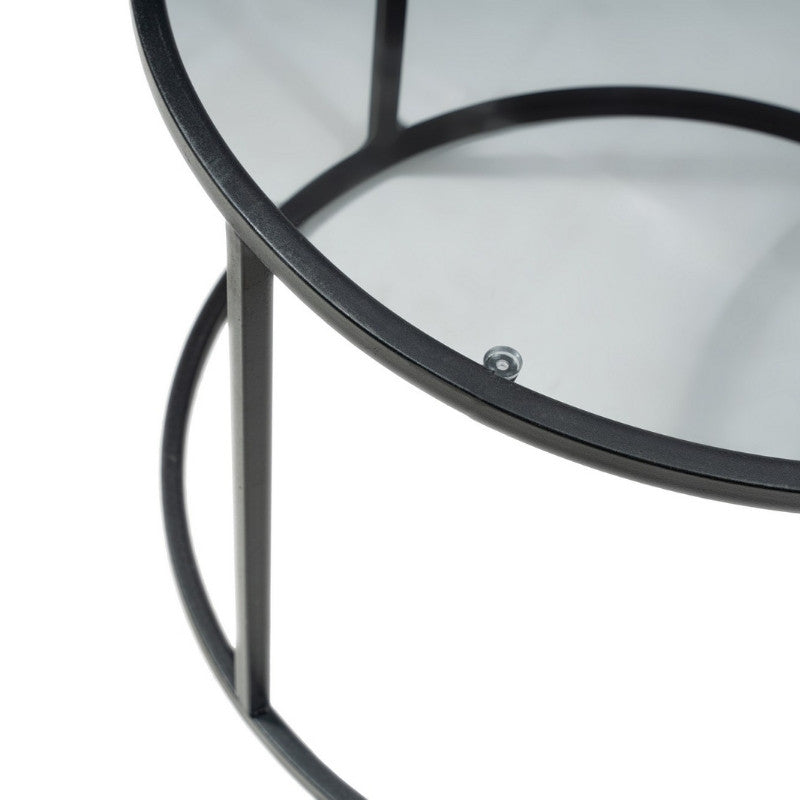 Τραπεζάκι σαλονιού Startis Megapap μέταλλο - γυαλί χρώμα μαύρο Ø60x43εκ. - Hippiehome.gr