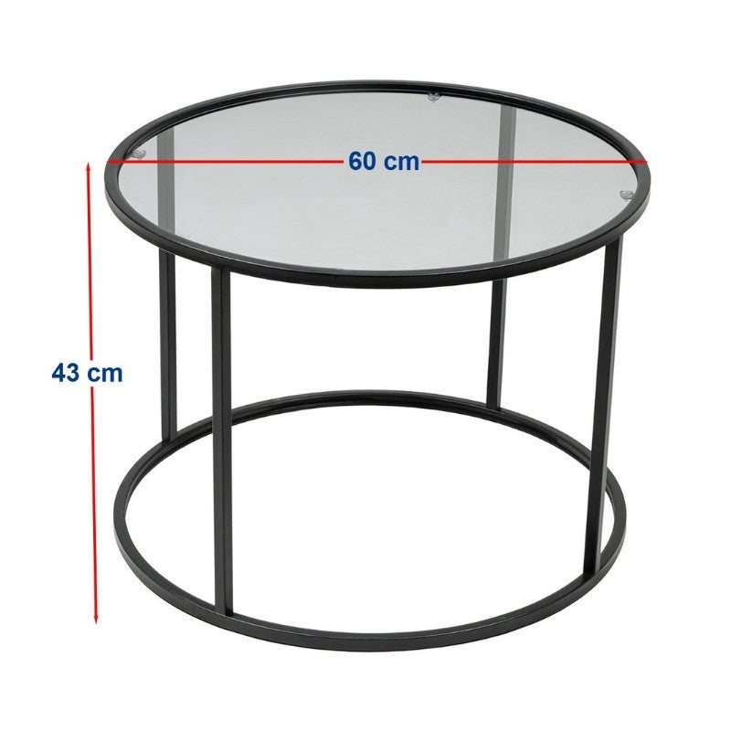 Τραπεζάκι σαλονιού Startis Megapap μέταλλο - γυαλί χρώμα μαύρο Ø60x43εκ. - Hippiehome.gr