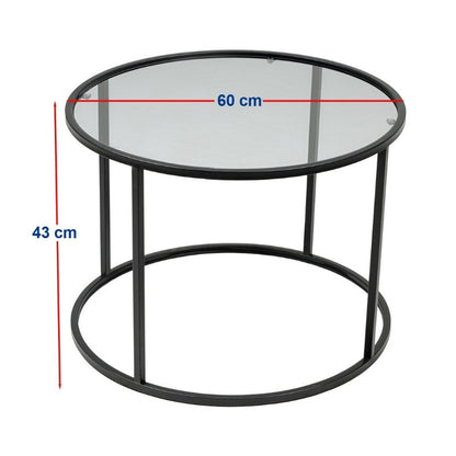 Τραπεζάκι σαλονιού Startis Megapap μέταλλο - γυαλί χρώμα μαύρο Ø60x43εκ. - Hippiehome.gr