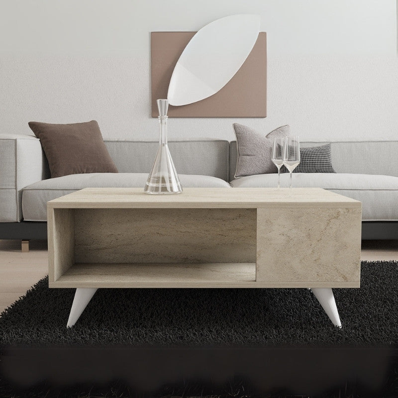 Τραπεζάκι σαλονιού Yuka Megapap χρώμα travertine 90x60x39,5εκ. - Hippiehome.gr