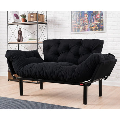 Καναπές - κρεβάτι Nitta Megapap διθέσιος υφασμάτινος χρώμα μαύρο 155x70x85εκ. - Hippiehome.gr