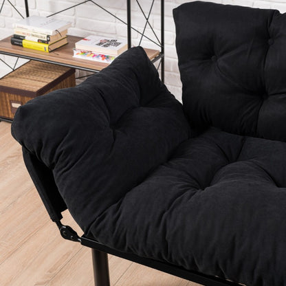 Καναπές - κρεβάτι Nitta Megapap διθέσιος υφασμάτινος χρώμα μαύρο 155x70x85εκ. - Hippiehome.gr