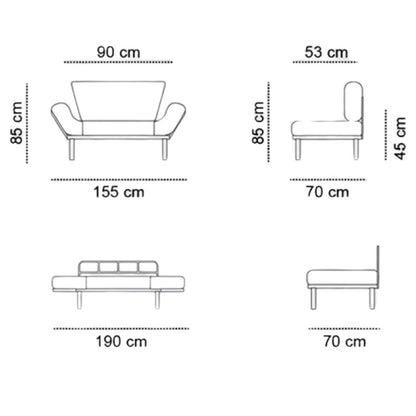 Καναπές - κρεβάτι Nitta Megapap διθέσιος υφασμάτινος χρώμα μαύρο 155x70x85εκ. - Hippiehome.gr