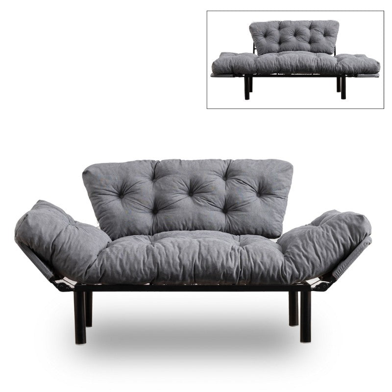 Καναπές - κρεβάτι Nitta Megapap διθέσιος υφασμάτινος χρώμα γκρι 155x70x85εκ. - Hippiehome.gr