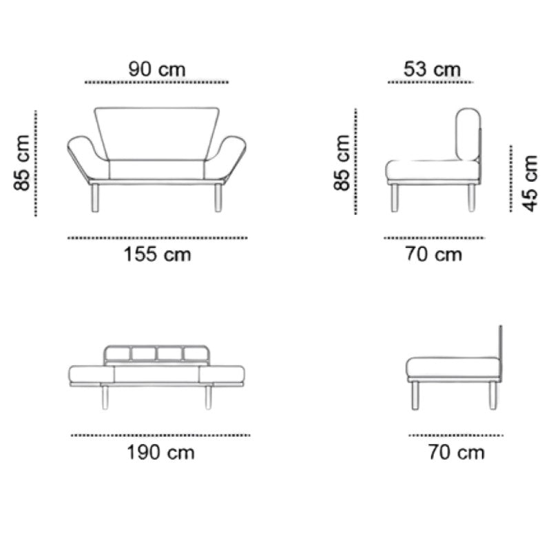 Καναπές - κρεβάτι Nitta Megapap διθέσιος υφασμάτινος χρώμα γκρι 155x70x85εκ. - Hippiehome.gr
