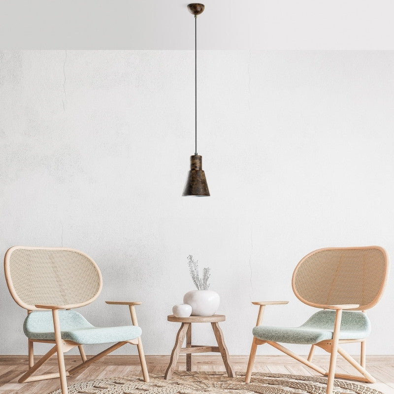 Φωτιστικό οροφής Vinci I Megapap E27 μεταλλικό μονόφωτο χρώμα χάλκινο vintage Ø14x114εκ. - Hippiehome.gr