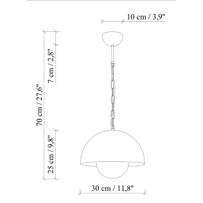 Φωτιστικό οροφής Neptun Megapap E27 μεταλλικό μονόφωτο χρώμα πορτοκαλί Ø30x70εκ. - Hippiehome.gr