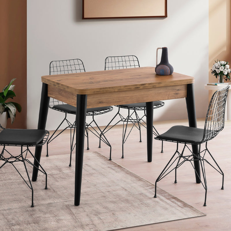 Τραπέζι Dolunay Megapap επεκτεινόμενο χρώμα atlantic pine - μαύρο 100x60(120x100)x79,5εκ. - Hippiehome.gr
