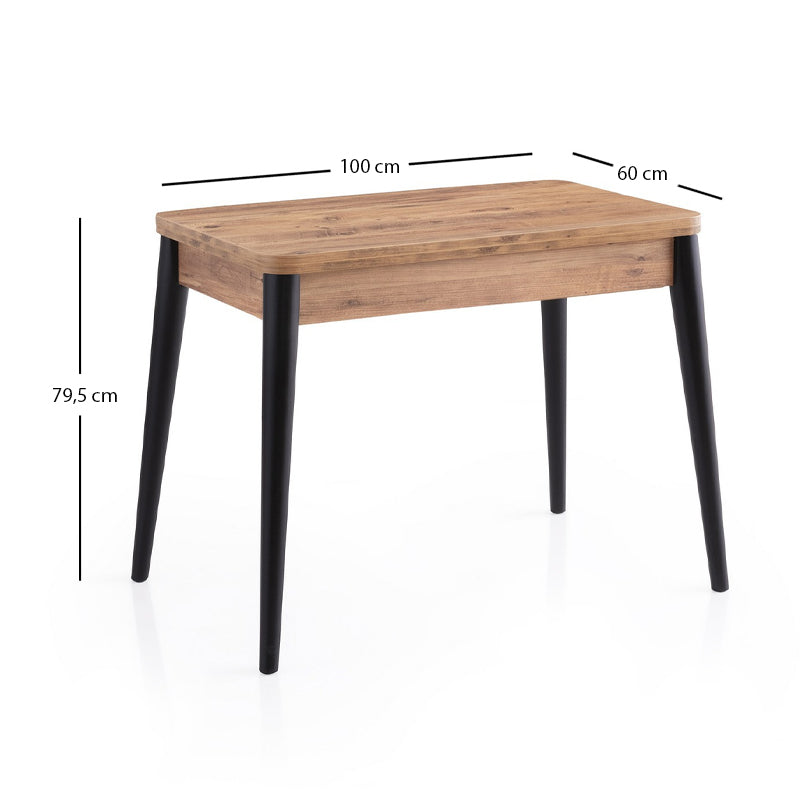 Τραπέζι Dolunay Megapap επεκτεινόμενο χρώμα atlantic pine - μαύρο 100x60(120x100)x79,5εκ. - Hippiehome.gr