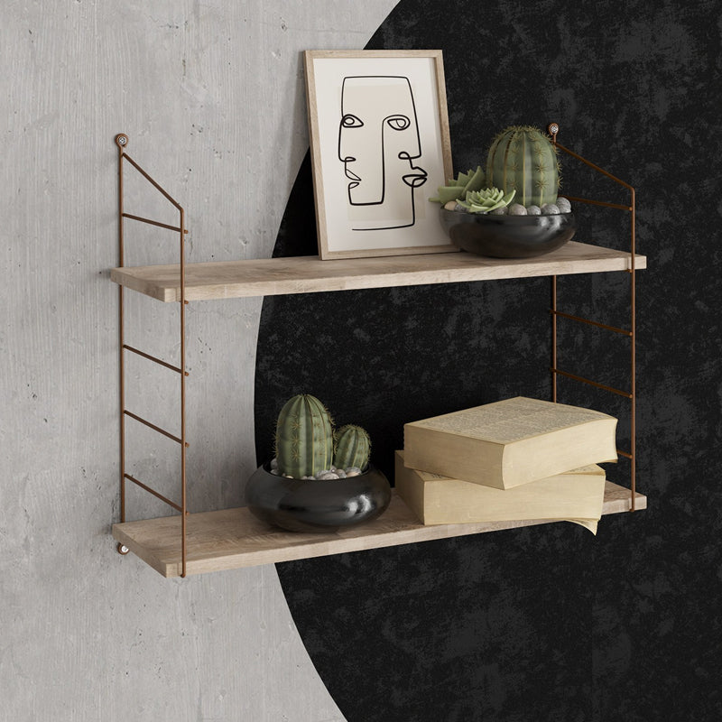 Ραφιέρα τοίχου Armoni Megapap χρώμα sacramento oak - καφέ μέταλλο 72x20x58εκ. - Hippiehome.gr