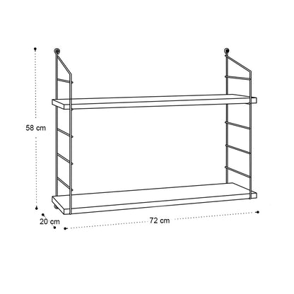 Ραφιέρα τοίχου Armoni Megapap χρώμα sacramento oak - καφέ μέταλλο 72x20x58εκ. - Hippiehome.gr